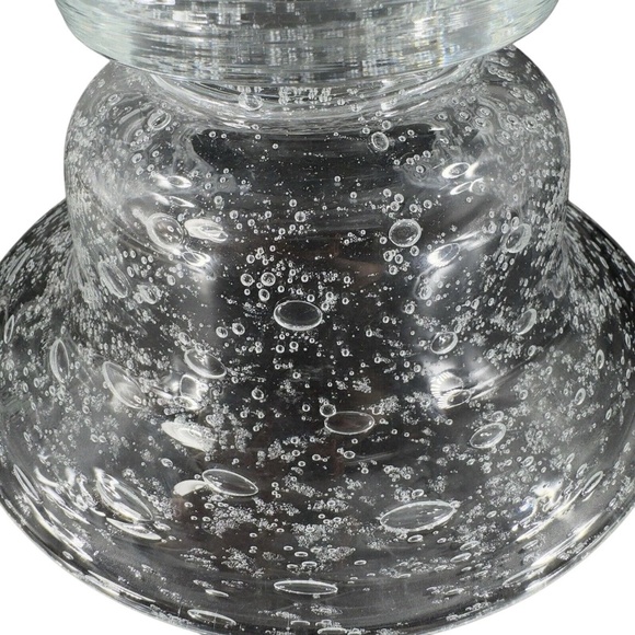 Vintage Hand Blown Footed Clear Art Glass Bowl Dish With Large Air Bubbles - Picture 10 of 10